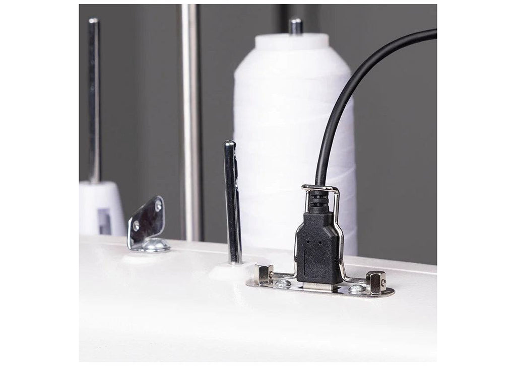 Grace Company QuiltMotion Belt and Cable Management Kit — secured cables at the machine