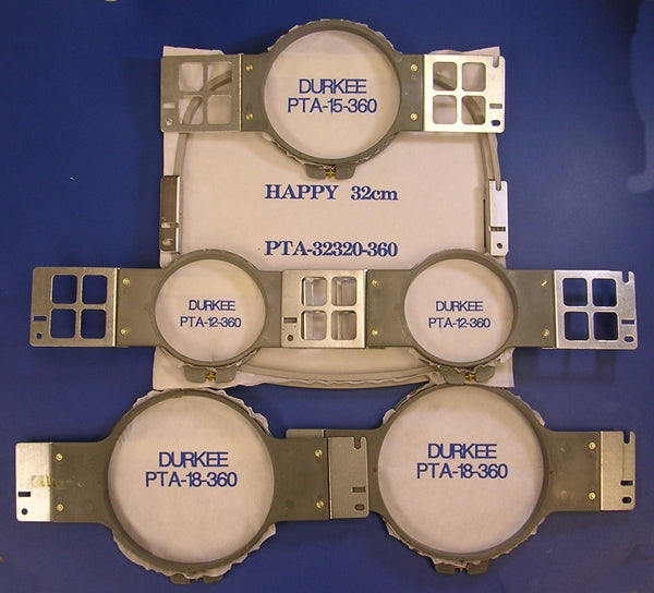HappyJapan Deluxe 6-Piece Embroidery Hoop Kit with six Durkee hoops