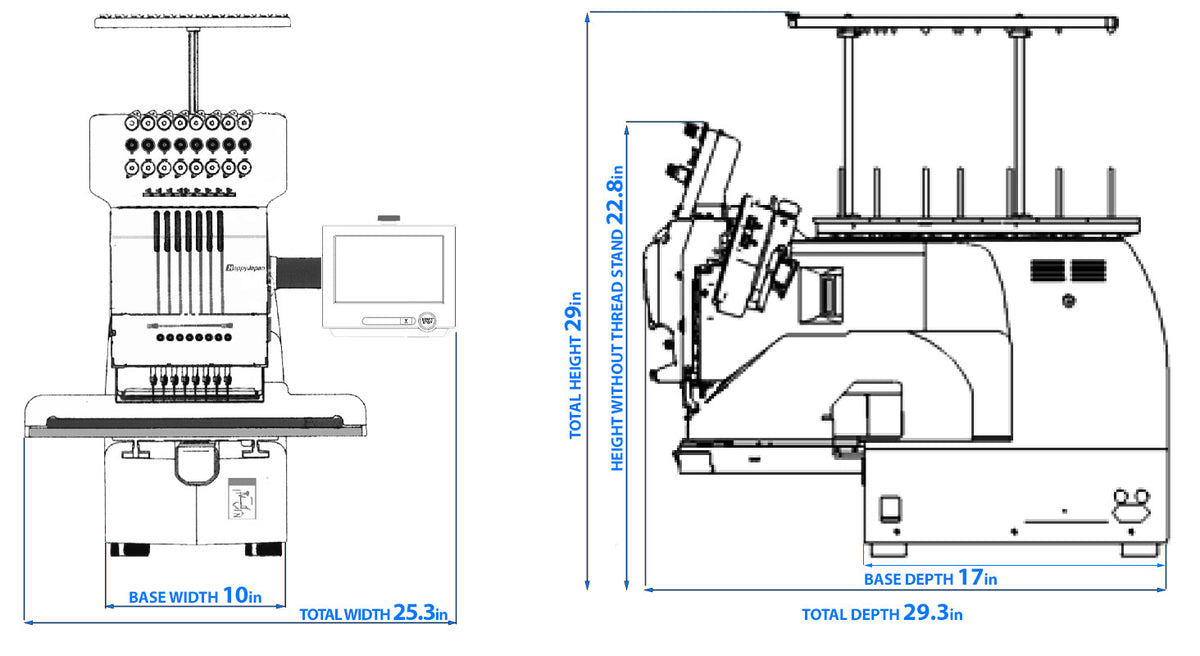 HappyJapan HCH-701P machine dimensions