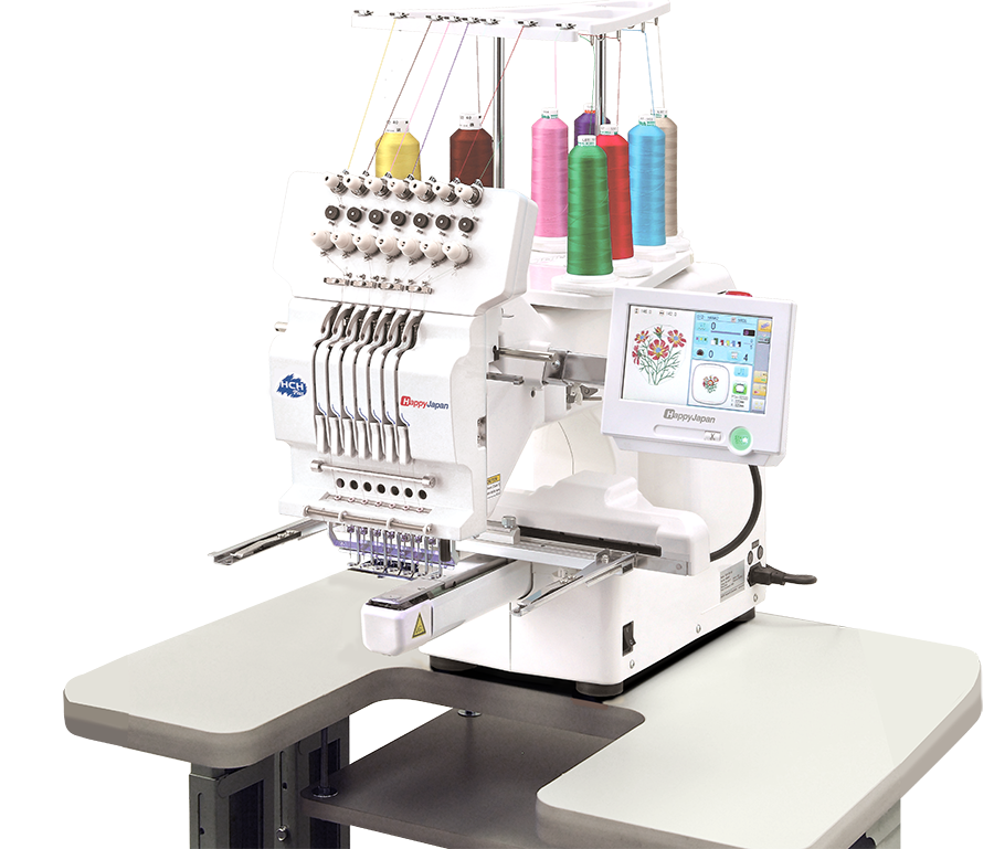 HappyJapan HCH-701P embroidery machine on optional table
