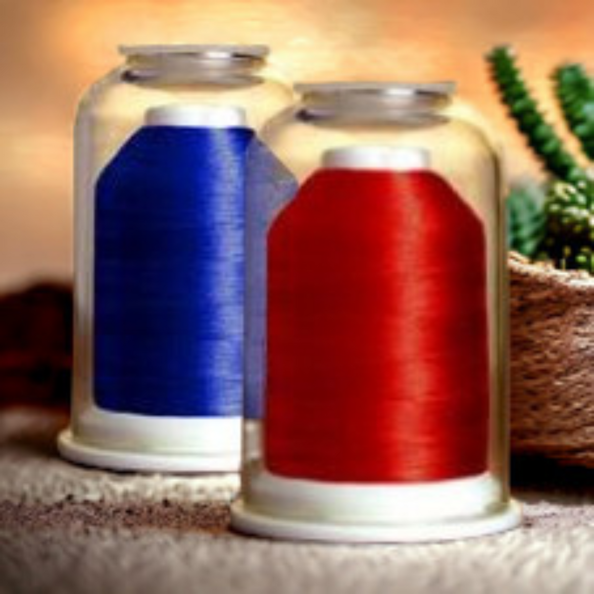 Hemingworth Numbered Thread Storage Trays, 360 Spools — blue and red capped Hemingworth spools shown as compatibility examples
