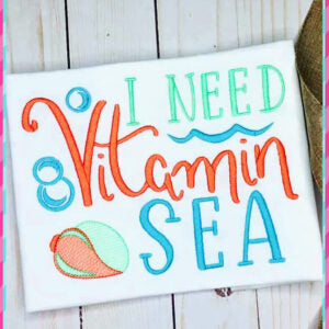 Creative Appliques I Need Vitamin Sea included in the Summer Embroidery and Applique Bundle