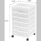 Dimension diagram of a six-drawer cart, furniture sold separately, for Isacord Numbered Thread Storage Trays, Set of 18