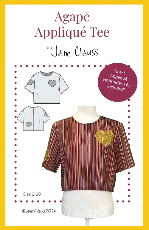 Jane Clauss Agape Applique Tee digital sewing pattern cover
