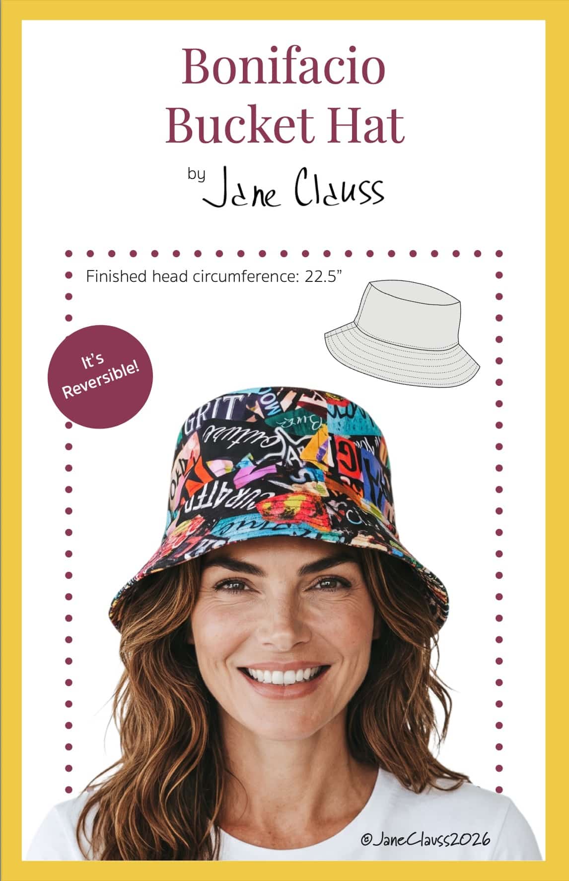 Jane Clauss Bonifacio Bucket Hat free digital sewing pattern cover