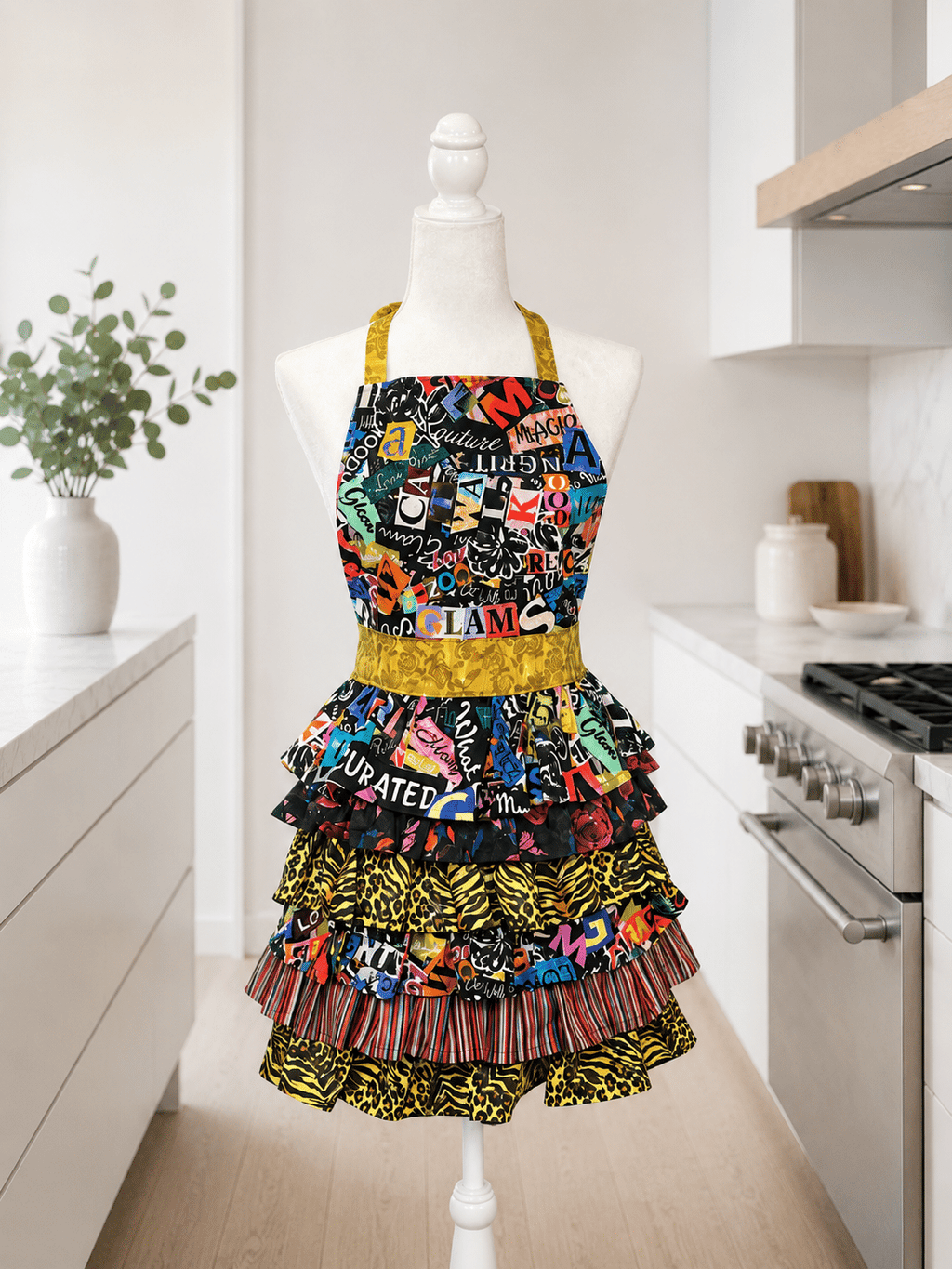 Hestia Apron in Grunge Gone Glam fabric
