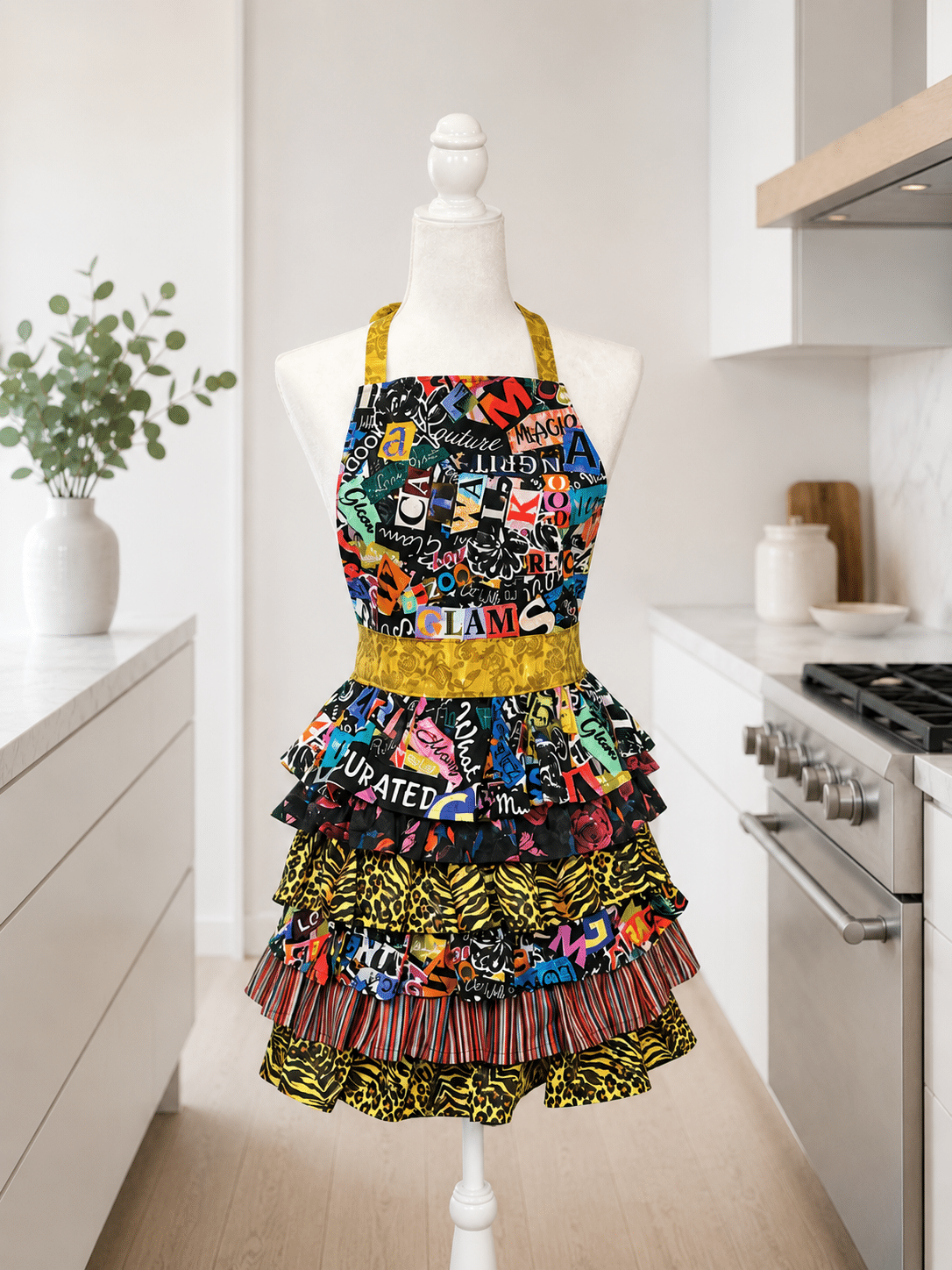 Hestia Apron in Grunge Gone Glam fabric
