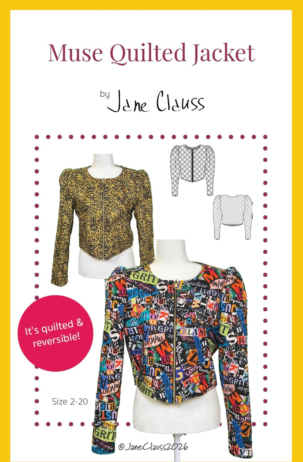 Jane Clauss Muse Quilted Jacket digital sewing pattern cover
