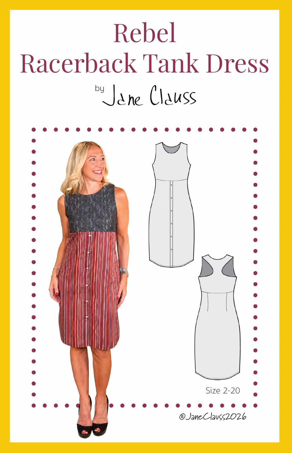 Jane Clauss Rebel Racerback Tank Dress digital sewing pattern cover