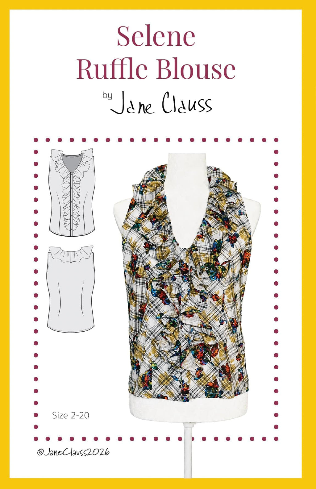 Jane Clauss Selene Ruffle Blouse digital sewing pattern cover