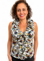 Maker wearing the Selene Ruffle Blouse