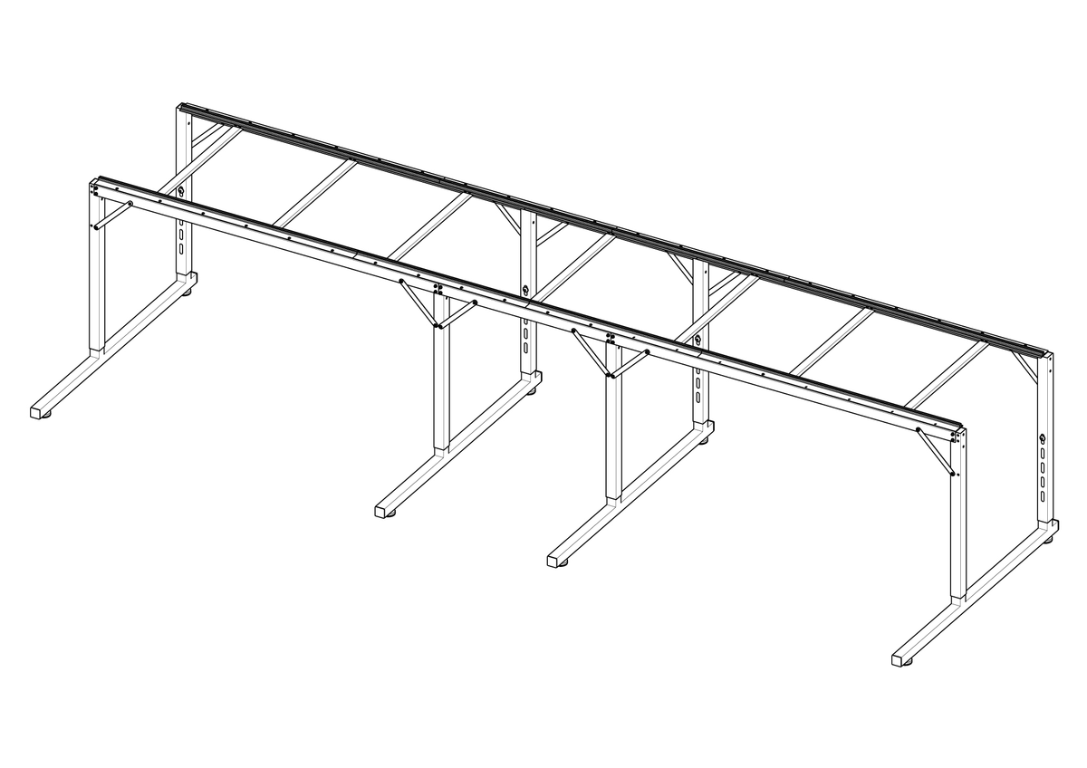 Janome frame with two-foot extension installed; extension kit only