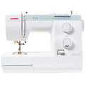 Janome Sewist 721S sewing machine front view showing stitch panel, controls, and needle area for beginner and everyday sewing projects.