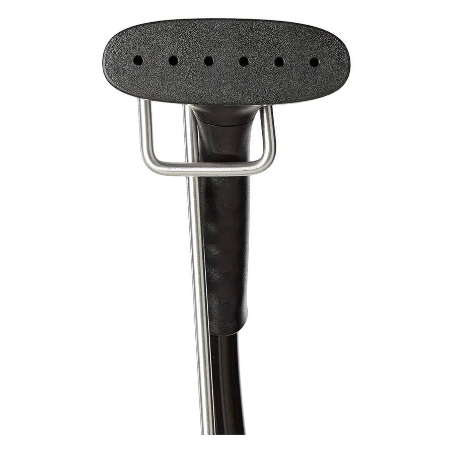 Close-up of the Jiffy J-2 steamer’s 6-inch plastic steam head with multiple steam holes