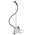 Full view of the Jiffy J-2000S clothing steamer with stainless steel steam head and telescopic pole