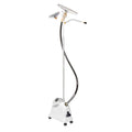 Jiffy 1251 J-2000I Multipurpose Steamer with I-Head Nozzle Kit standing upright, shown with adjustable pole, hose, and interchangeable aluminum steam heads for home and professional fabric care.