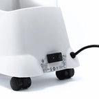 Back view of Jiffy J-2000SBR SteamBreaker power switch and base with caster wheels