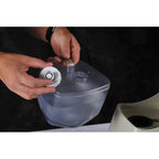 Opening water tank cap of Jiffy SteamBreaker for leather footwear steaming