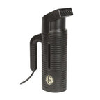 Jiffy ESTEAM Black Handheld Travel Steamer with universal voltage converter, portable garment steamer for wrinkle removal and international travel.