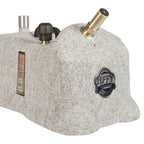 Close-up detail of the Jiffy J-4000H commercial hat steamer housing and brass nozzle