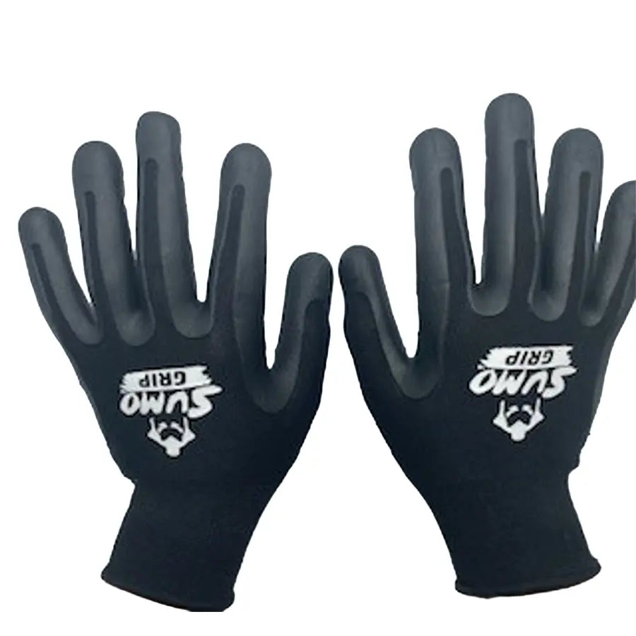 Alt: Pair of black Sumo Grip steam-resistant gloves included with the Jiffy SteamBlade J-4000SB