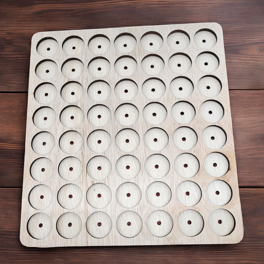 IKEA KALLAX Thread Storage Tray Insert — empty Aurifil-size tray with dowel holes