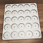 IKEA KALLAX Thread Storage Tray Insert — empty metallic-spool tray showing dowel holes