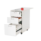 Kangaroo Adelaide Storage Cabinet in Ash White K4731 with drawers open and rear quilt leaf extended