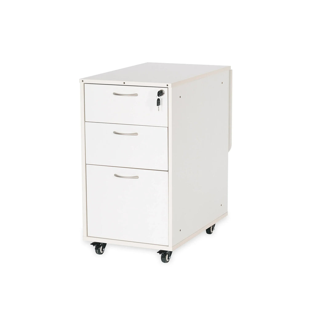 Kangaroo Adelaide Storage Cabinet in Ash White K4731 with closed drawers on rolling casters