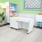 Kangaroo & Joey Hydraulic Sewing Cabinet in Ash White K8811 folded with Joey cabinet nested below