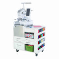 Kangaroo Ava Embroidery Cabinet 9301B with Brother or Baby Lock multi-needle embroidery machine and integrated storage