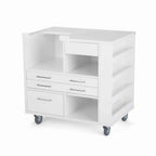 Kangaroo Ava Embroidery Cabinet 9301B with open cubbies, drawers, and thread storage for Brother and Baby Lock machines