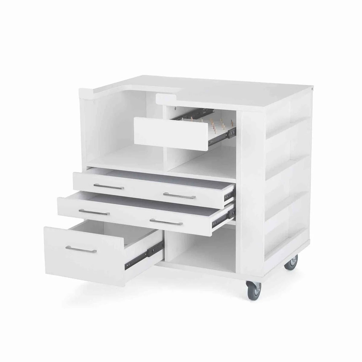 Kangaroo Ava Embroidery Cabinet 9301B with drawers open and built-in thread organizer