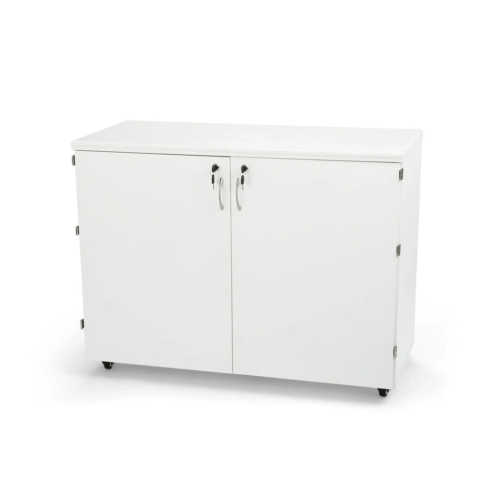Kangaroo Dingo II Storage Cabinet and Cutting Table K7911 in Ash White with locking doors and casters