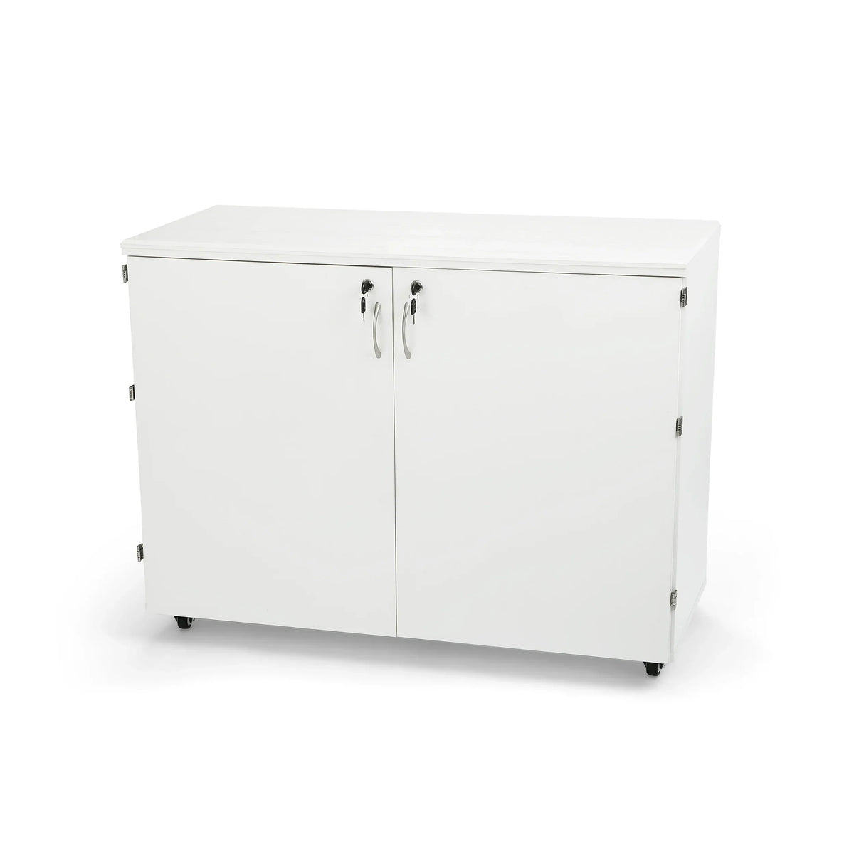 Kangaroo Dingo II Storage Cabinet and Cutting Table K7911 in Ash White with locking doors and casters