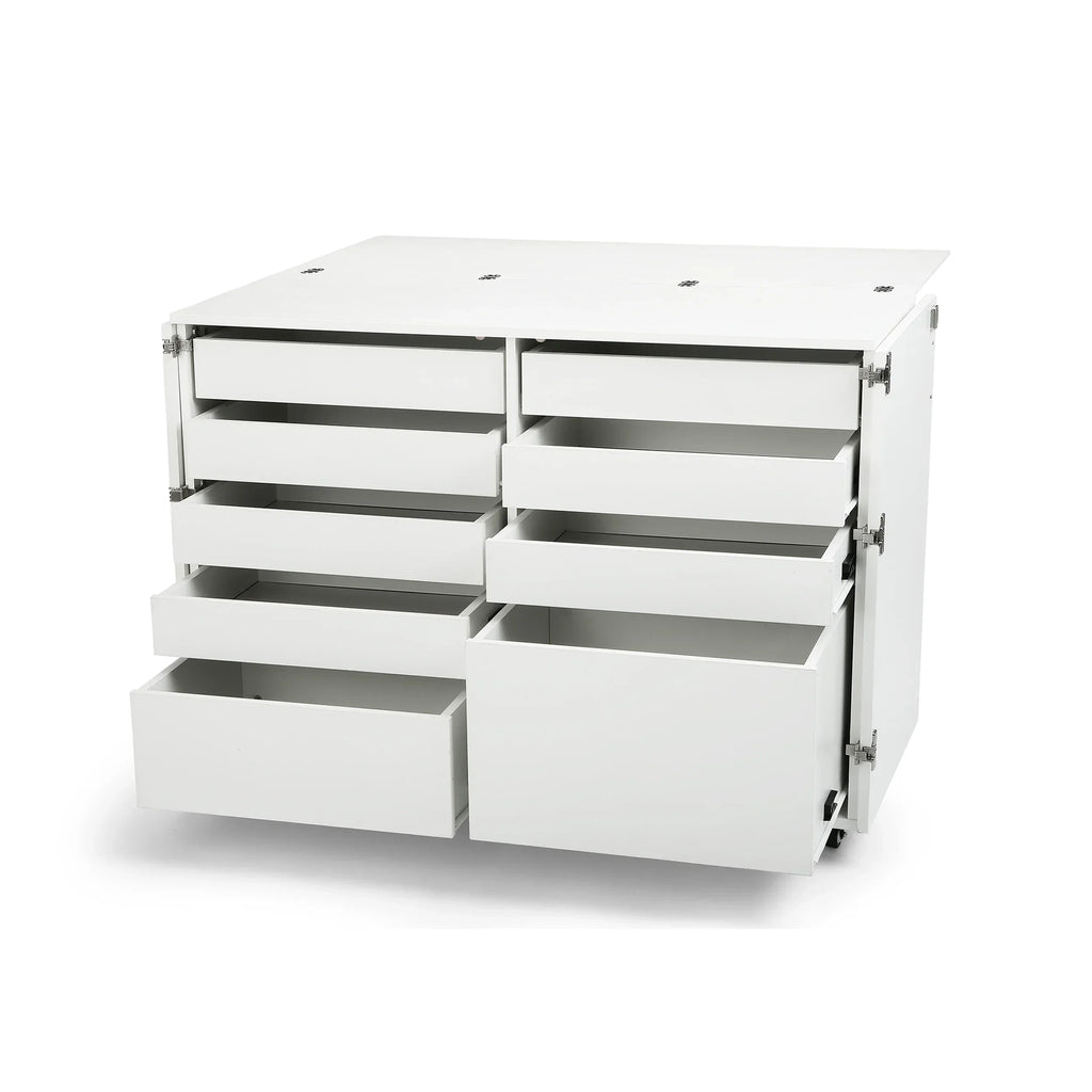 Kangaroo Dingo II Storage Cabinet K7911 with multiple drawers open showing sewing and quilting storage