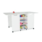 Kangaroo Kookaburra Cutting Table in Ash White K3451 with extended cutting surface and rear storage