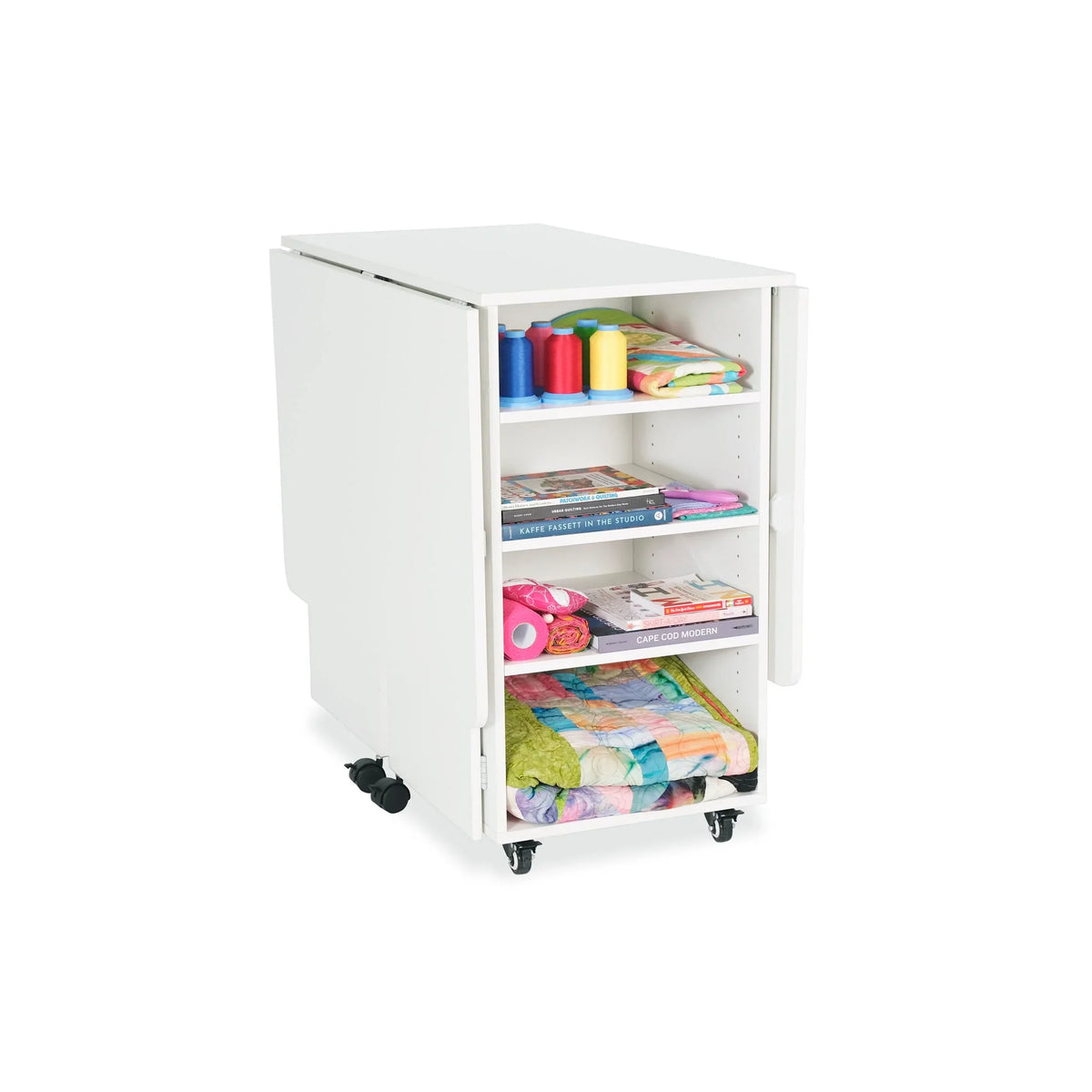 Kangaroo Kookaburra Cutting Table in Ash White K3451 folded into compact storage position