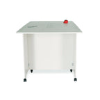 Rear view of Kangaroo Kookaburra Cutting Table in Ash White K3451 on casters