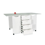 Kangaroo Kookaburra Cutting Table in Ash White K3451 with storage drawers open