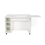 Kangaroo Melbourne Sewing Cabinet in Ash White without machine showing adjustable shelves and extra-large machine opening