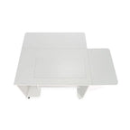 Top view of Kangaroo Melbourne Sewing Cabinet in Ash White with large work surface and extension leaf