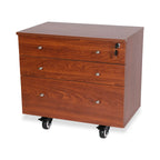 Kangaroo Joey Storage Cabinet in Teak K7805 with three drawers and locking top drawer on heavy-duty casters