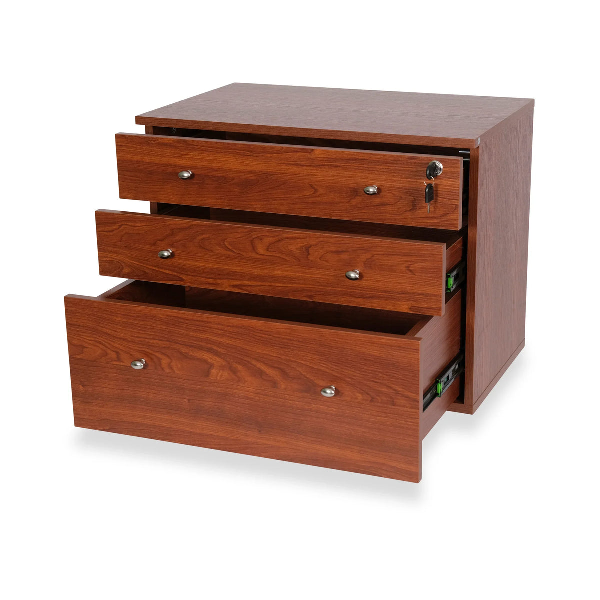 Kangaroo Joey Storage Cabinet in Teak K7805 with soft-close drawers open