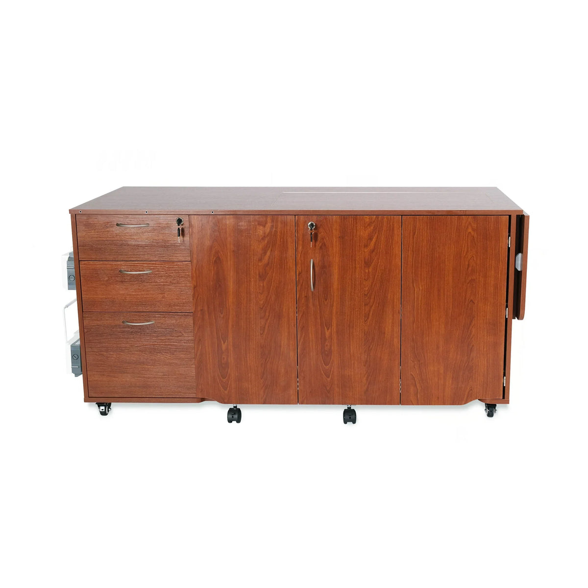 Kangaroo Sydney XL Electric Sewing Cabinet in Teak K4705EL closed