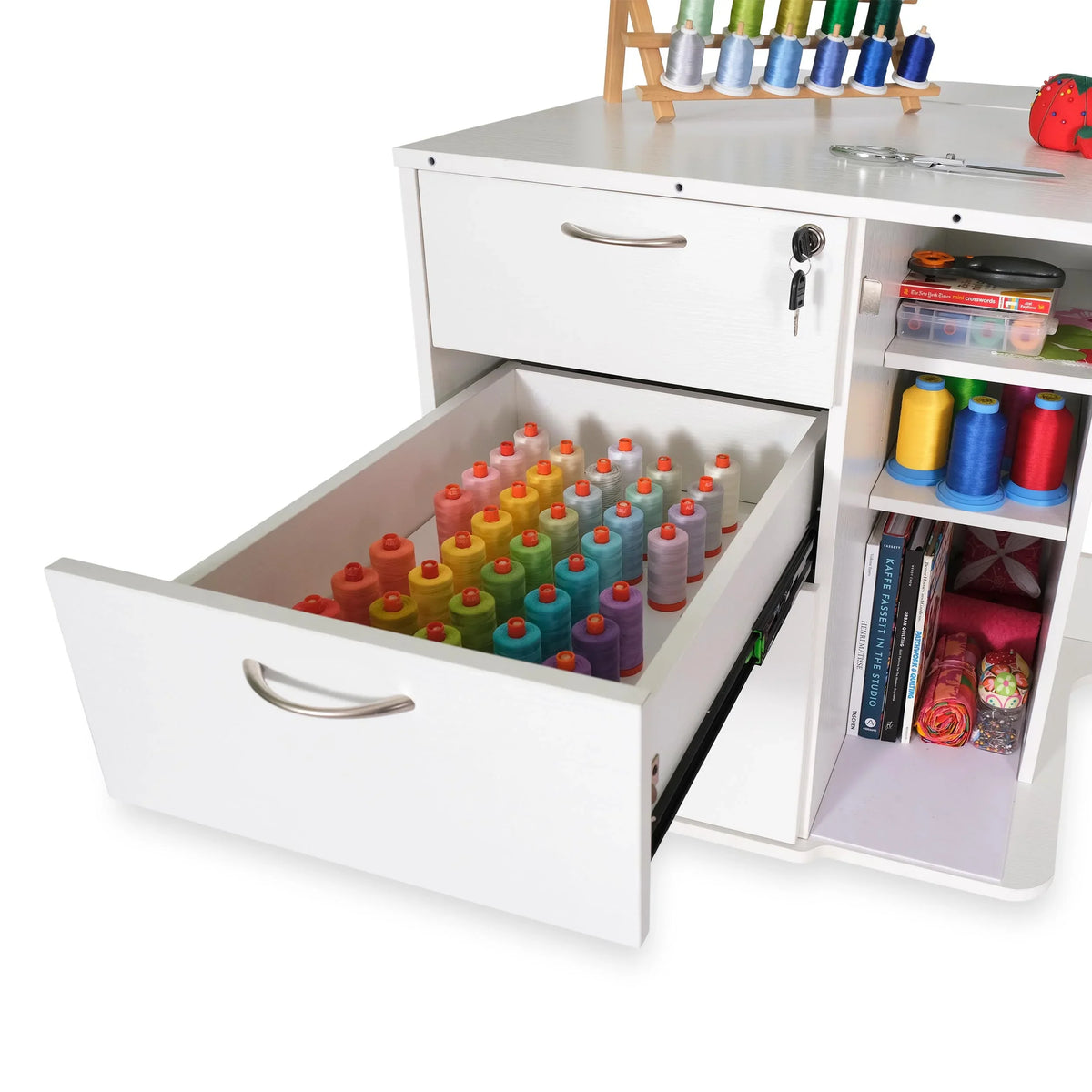 Kangaroo Sydney XL Electric Sewing Cabinet in Ash White K4711EL thread storage drawer