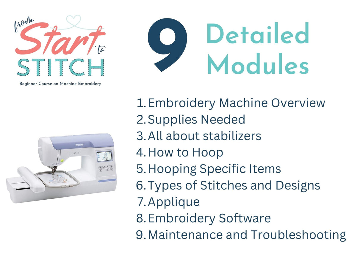 From Start to Stitch course — nine detailed modules