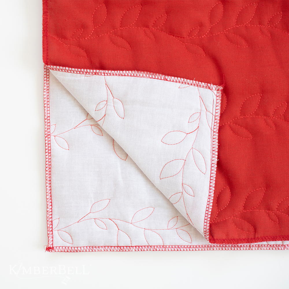 Kimberbell Rust Linen Quilted Pillow Cover Blank — quilting and lining detail