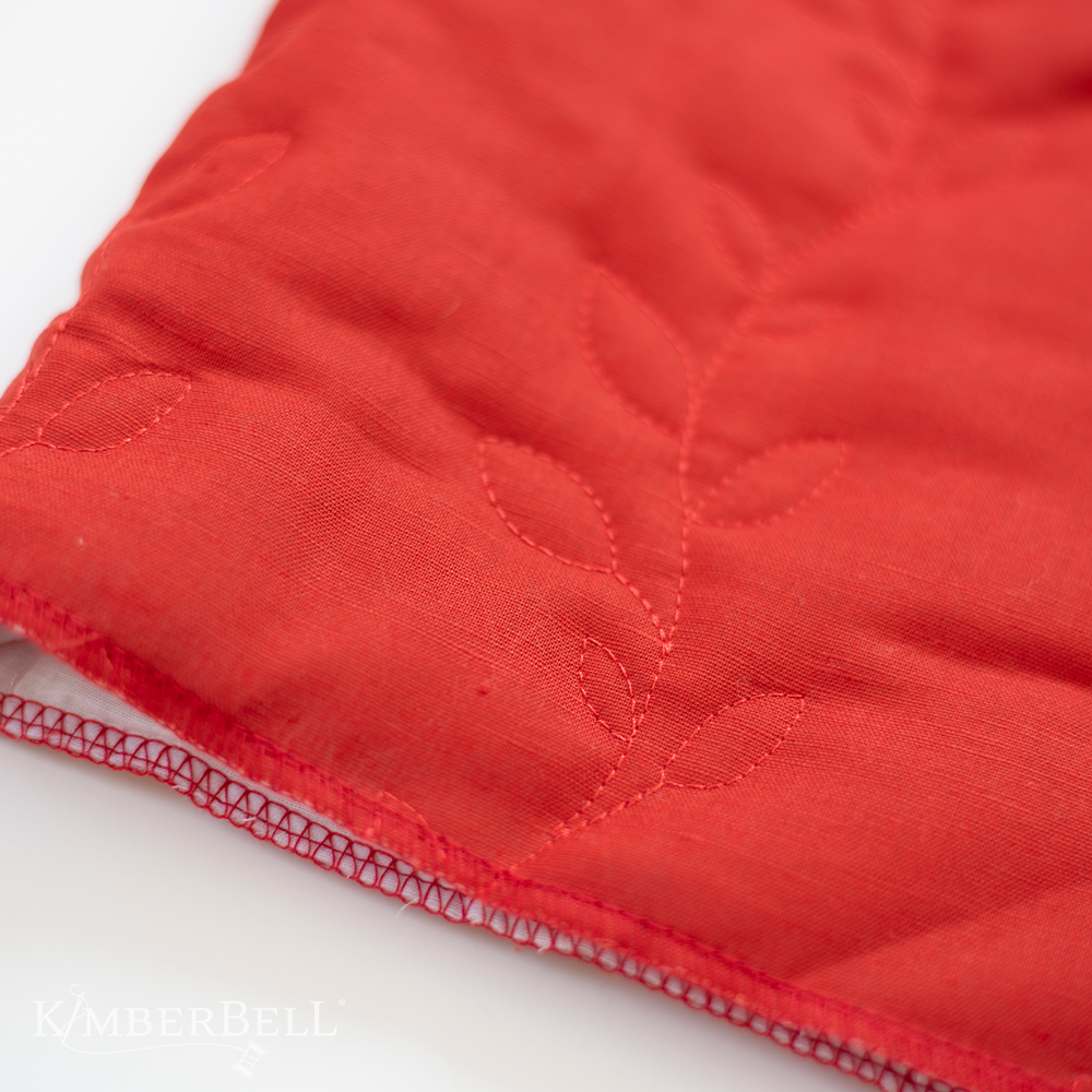 Kimberbell Rust Linen Quilted Pillow Cover Blank — quilting and lining detail
