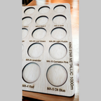 Kingstar Metallic Thread Storage Tray, 25 Spools — close-up of engraved metallic thread color names